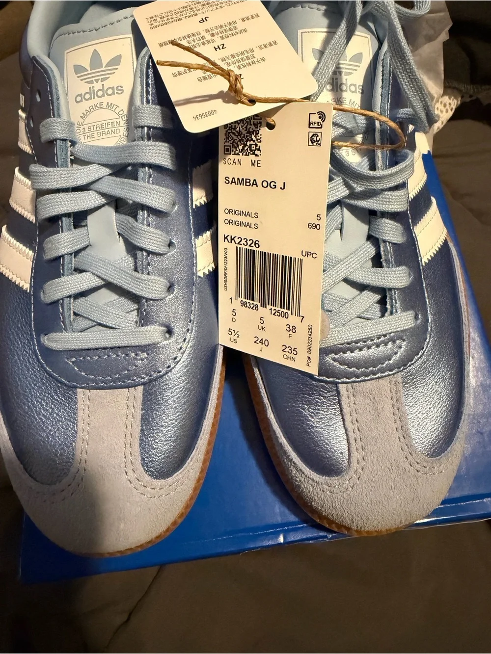 adidas Samba OG Light Blue White Sneakers 5.5Y